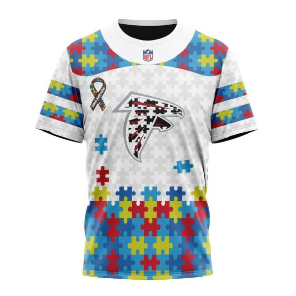Custom Name And Number NFL Atlanta Falcons Special Autism Awareness Design Hoodie