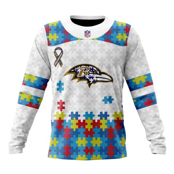 Custom Name And Number NFL Baltimore Ravens Special Autism Awareness Design Hoodie