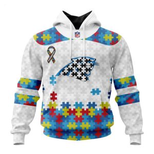 Custom Name And Number NFL Carolina Panthers Special Autism Awareness Design Hoodie