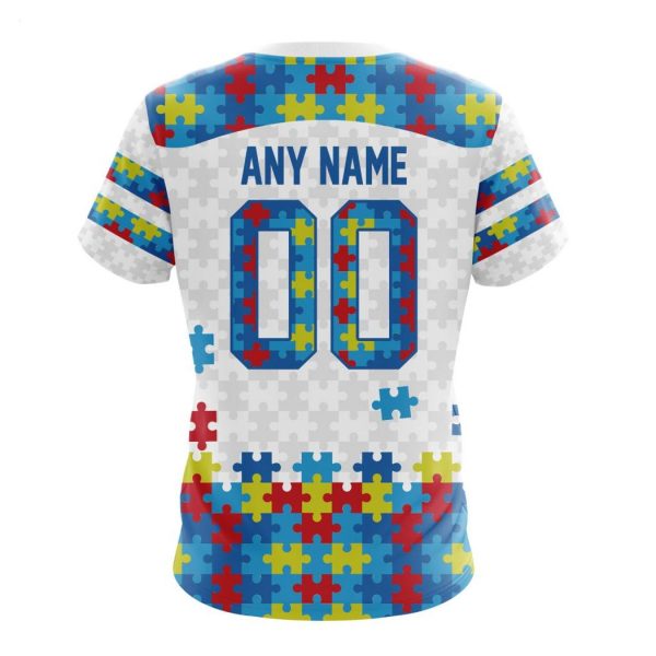 Custom Name And Number NFL Carolina Panthers Special Autism Awareness Design Hoodie