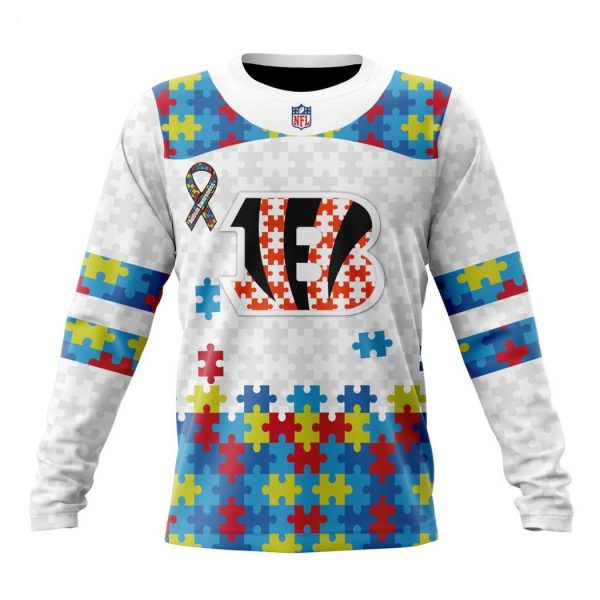 Custom Name And Number NFL Cincinnati Bengals Special Autism Awareness Design Hoodie