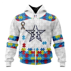 Custom Name And Number NFL Dallas Cowboys Special Autism Awareness Design Hoodie