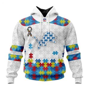 Custom Name And Number NFL Detroit Lions Special Autism Awareness Design Hoodie
