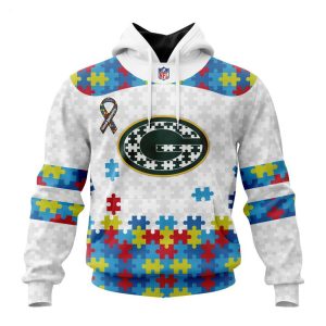 Custom Name And Number NFL Green Bay Packers Special Autism Awareness Design Hoodie