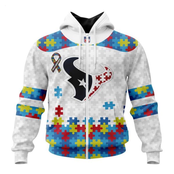 Custom Name And Number NFL Houston Texans Special Autism Awareness Design Hoodie