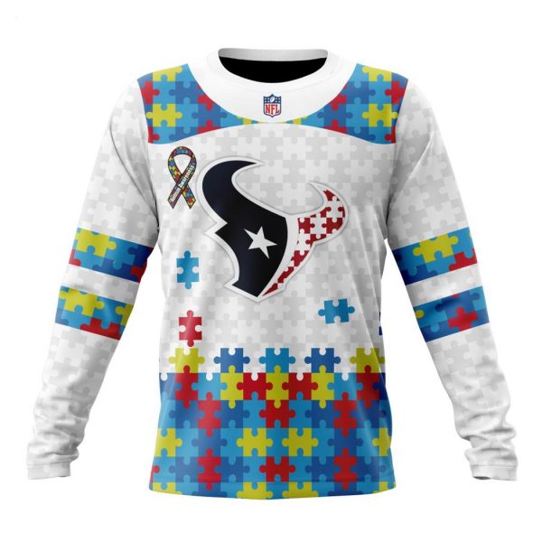 Custom Name And Number NFL Houston Texans Special Autism Awareness Design Hoodie