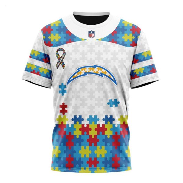 Custom Name And Number NFL Los Angeles Chargers Special Autism Awareness Design Hoodie