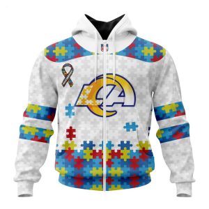 Custom Name And Number NFL Los Angeles Rams Special Autism Awareness Design Hoodie