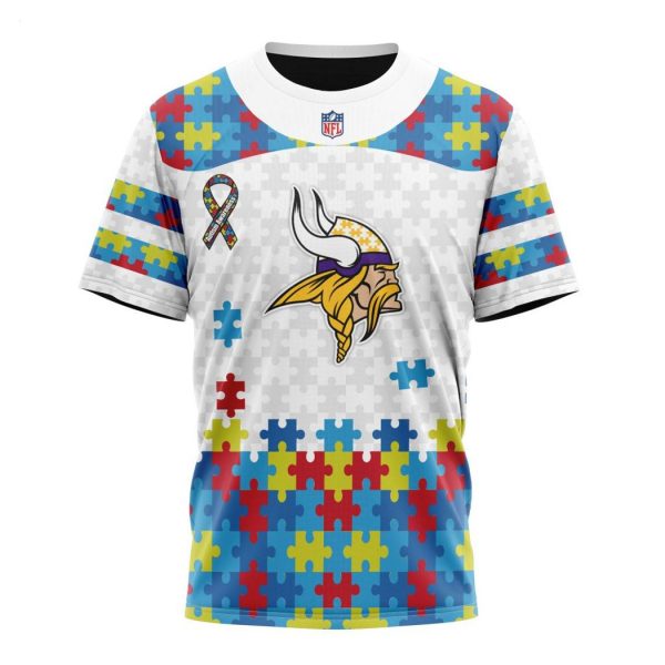 Custom Name And Number NFL Minnesota Vikings Special Autism Awareness Design Hoodie