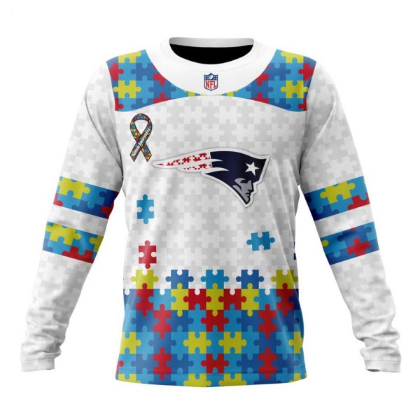 Custom Name And Number NFL New England Patriots Special Autism Awareness Design Hoodie