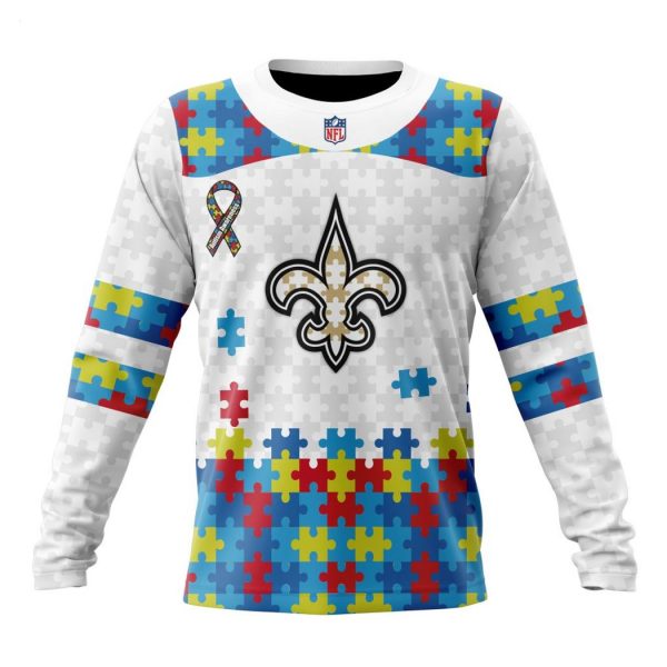 Custom Name And Number NFL New Orleans Saints Special Autism Awareness Design Hoodie