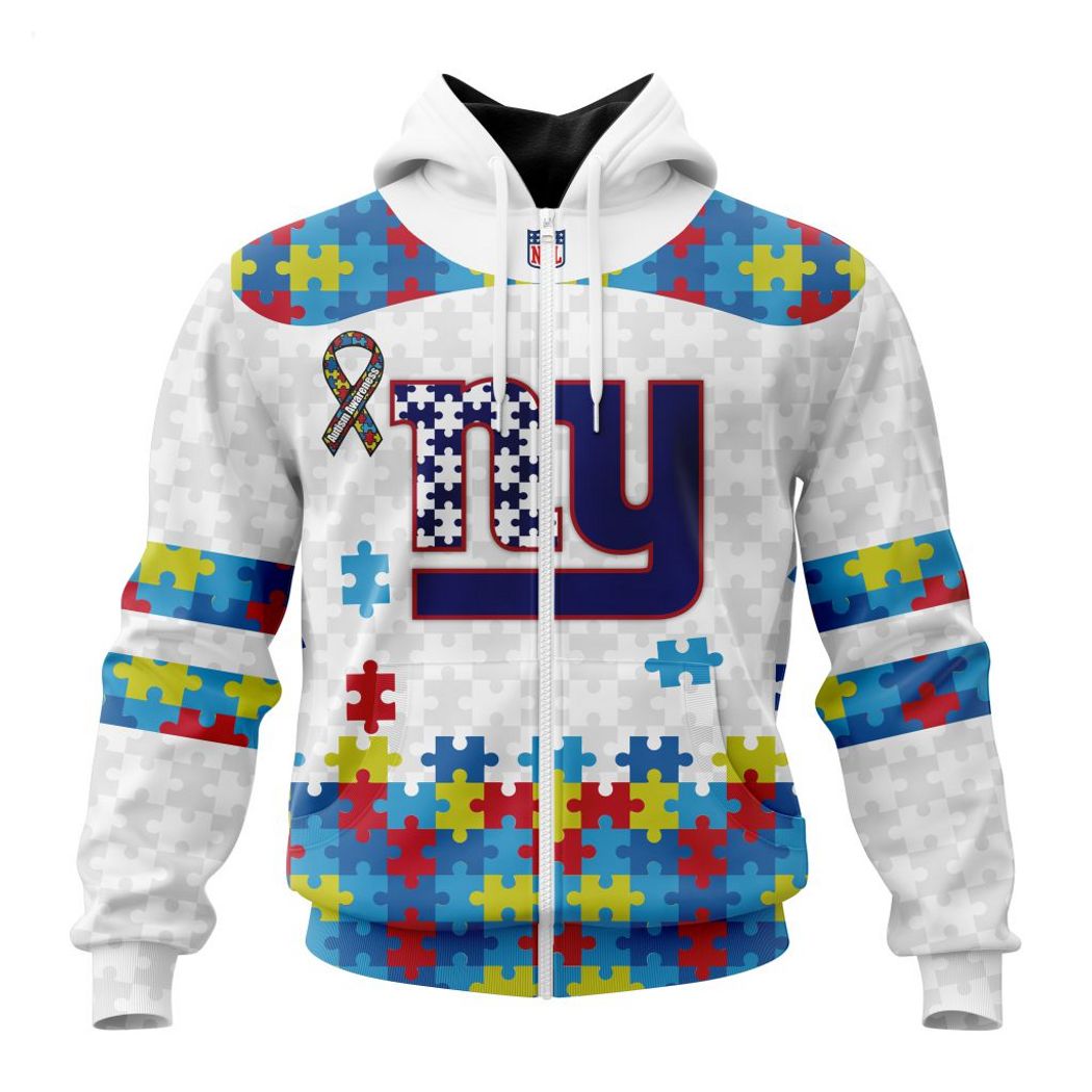 Custom Name And Number NFL New York Giants Special Autism Awareness Design  Hoodie - Torunstyle
