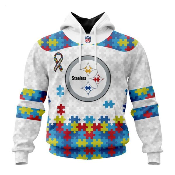 Custom Name And Number NFL Pittsburgh Steelers Special Autism Awareness Design Hoodie