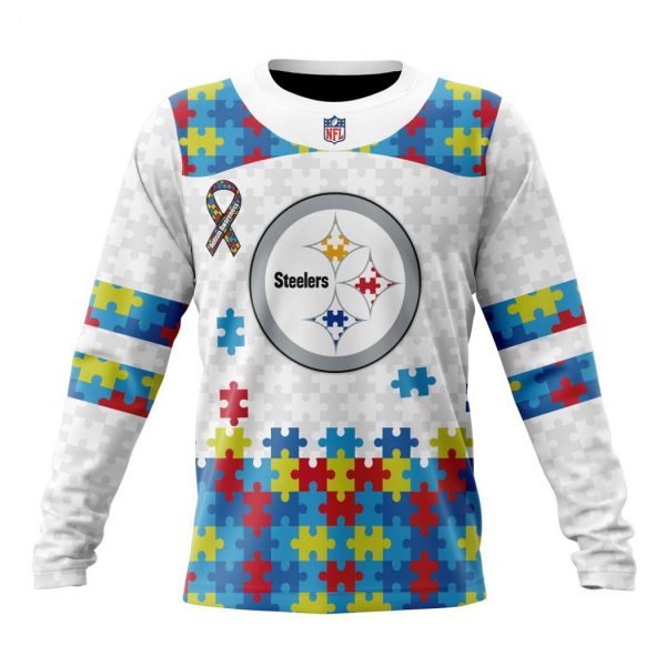 Custom Name And Number NFL Pittsburgh Steelers Special Autism Awareness Design Hoodie