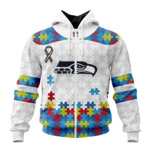 Custom Name And Number NFL Seattle Seahawks Special Autism Awareness Design Hoodie