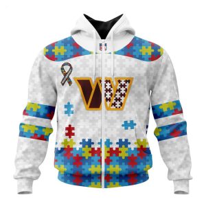 Custom Name And Number NFL Washington Commanders Special Autism Awareness Design Hoodie