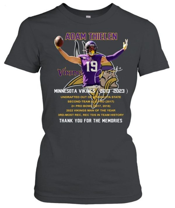 Adam Thielen Minnesota Vikings 2013 – 2023 Thank You For The Memories T-Shirt – Limited Edition