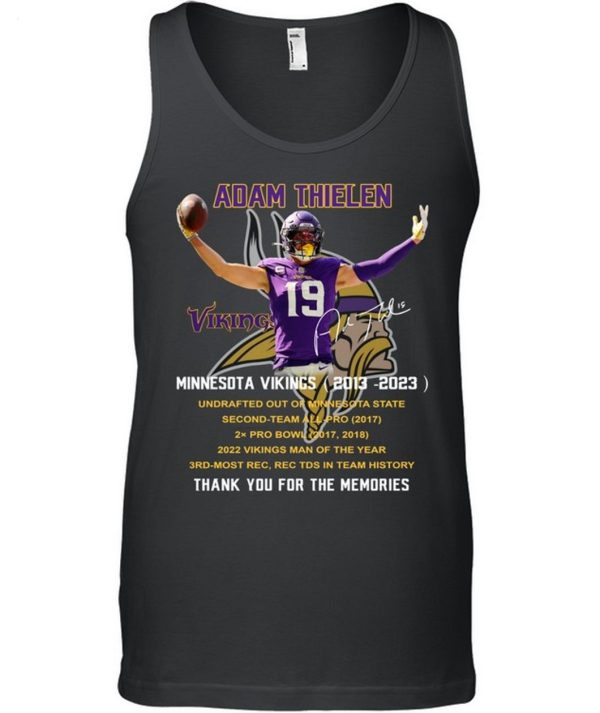 Adam Thielen Minnesota Vikings 2013 – 2023 Thank You For The Memories T-Shirt – Limited Edition