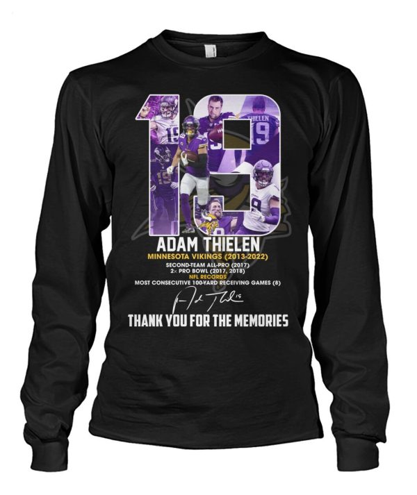 19 Adam Thielen Minnesota Vikings 2013 – 2022 Thank You For The Memories T-Shirt – Limited Edition