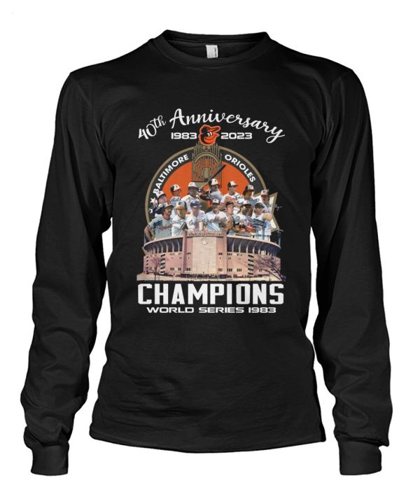 40th Anniversary 1983 – 2023 Baltimore Orioles Champions World Series 1983 T-Shirt – Limited Edition