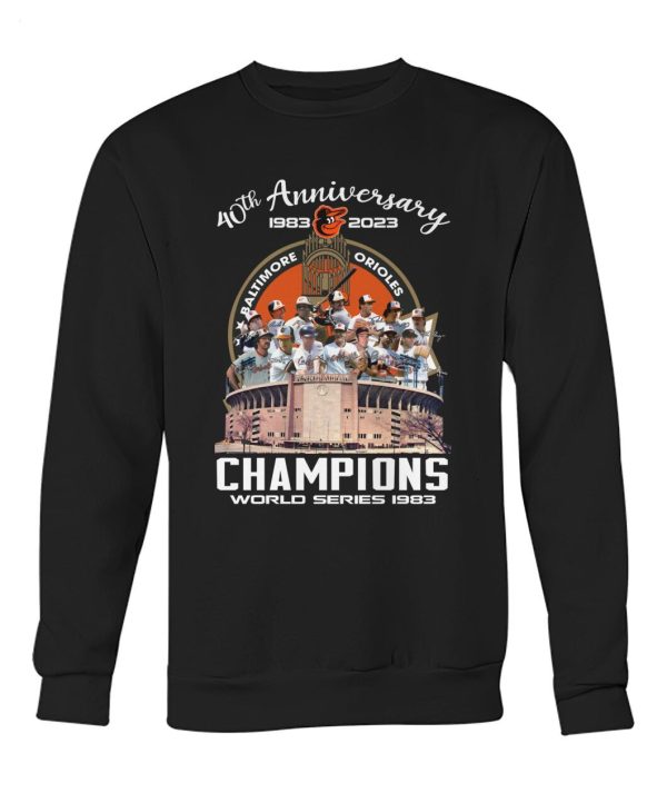 40th Anniversary 1983 – 2023 Baltimore Orioles Champions World Series 1983 T-Shirt – Limited Edition