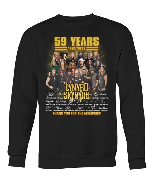 59 Years Of 1964 – 2023 Lynyrd Skynyrd Thank You For The Memories T-Shirt – Limited Edition