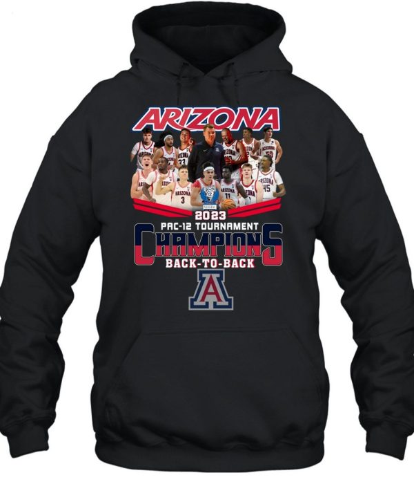 Arizona 2023 Pac-12 Tournament Champions Back To Back T-Shirt – Limited Edition