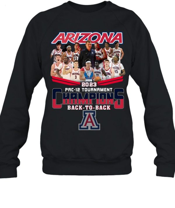 Arizona 2023 Pac-12 Tournament Champions Back To Back T-Shirt – Limited Edition