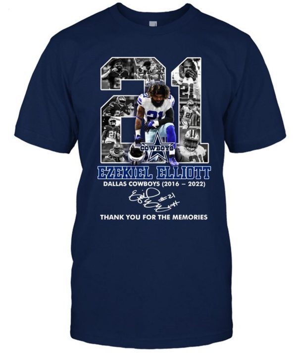 Ezekiel Elliott Dallas Cowboys 2016 – 2022 Thank You For The Memories T-Shirt – Limited Edition