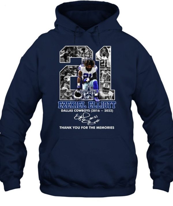 Ezekiel Elliott Dallas Cowboys 2016 – 2022 Thank You For The Memories T-Shirt – Limited Edition