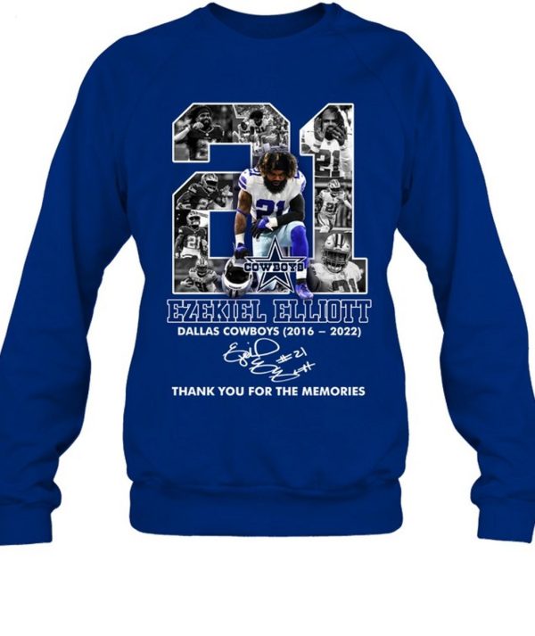 Ezekiel Elliott Dallas Cowboys 2016 – 2022 Thank You For The Memories T-Shirt – Limited Edition