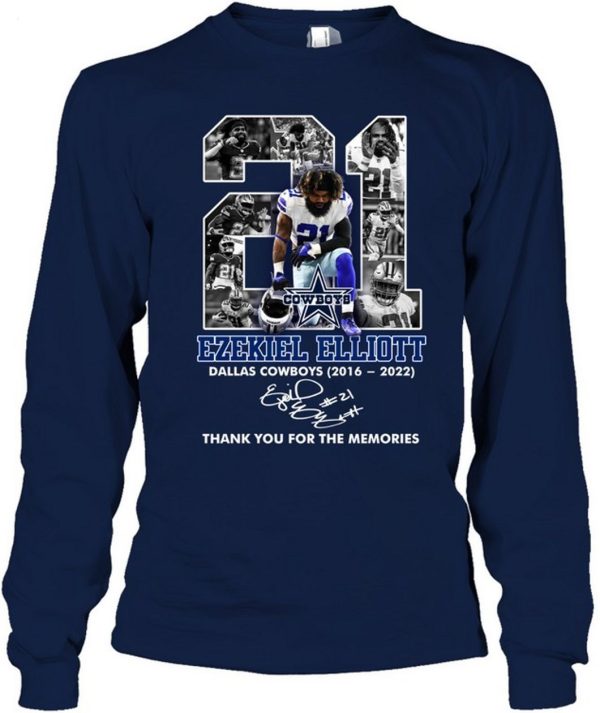 Ezekiel Elliott Dallas Cowboys 2016 – 2022 Thank You For The Memories T-Shirt – Limited Edition