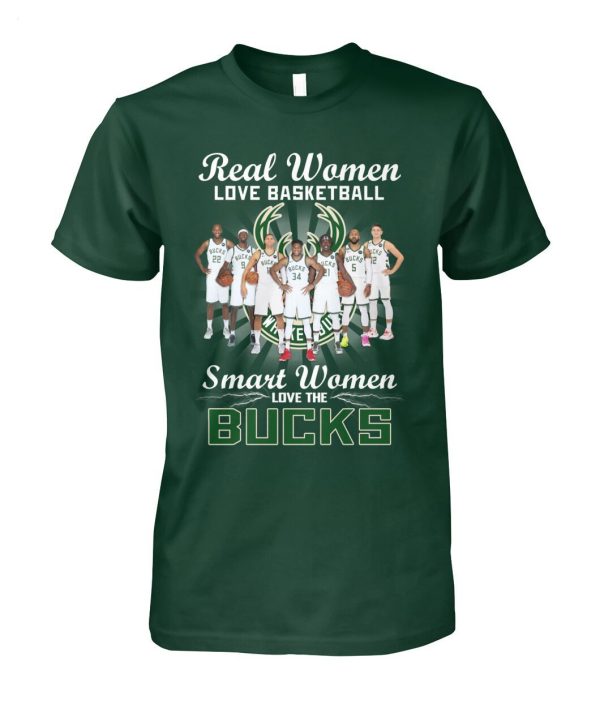 Real Women Love Basketball Smart Women Love The Bucks T-Shirt – Limited Edition