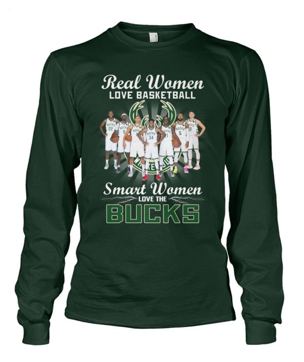 Real Women Love Basketball Smart Women Love The Bucks T-Shirt – Limited Edition