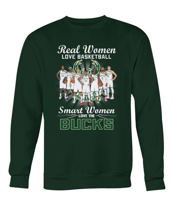 Real Women Love Basketball Smart Women Love The Bucks T-Shirt – Limited Edition