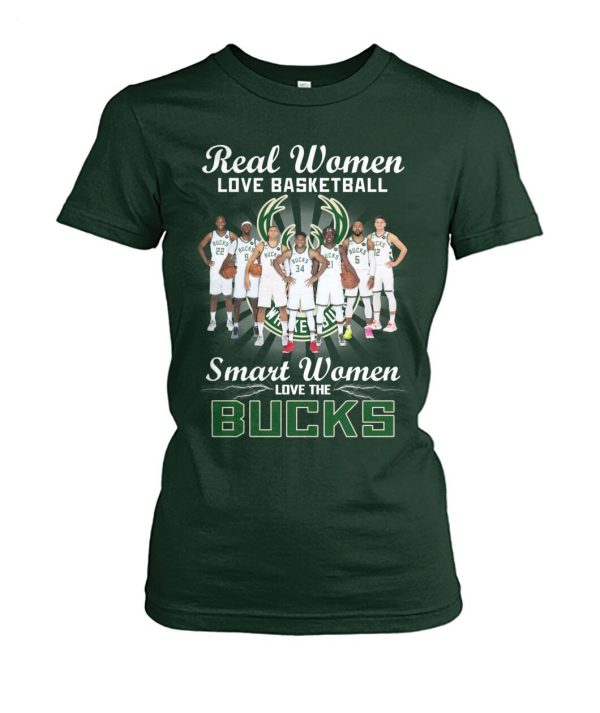 Real Women Love Basketball Smart Women Love The Bucks T-Shirt – Limited Edition