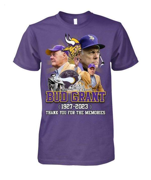 Bud Grant 1927 – 2023 Thank You For The Memories Signature Unisex T-Shirt – Limited Edition