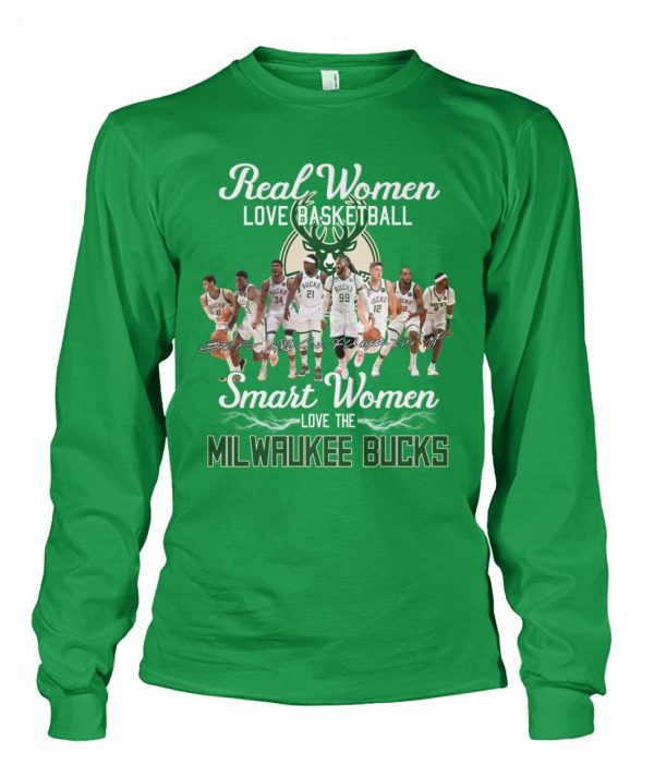 Real Women Love Basketball Smart Women Love The Milwaukee Bucks T-Shirt – Limited Edition