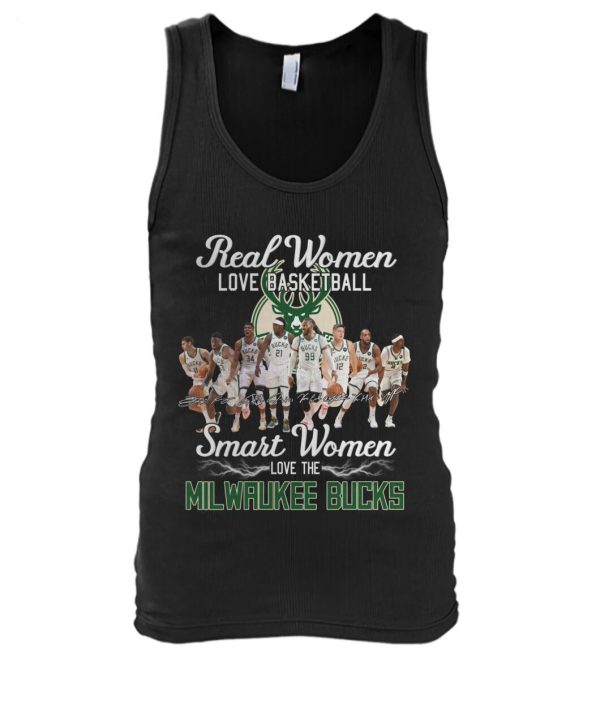 Real Women Love Basketball Smart Women Love The Milwaukee Bucks T-Shirt – Limited Edition