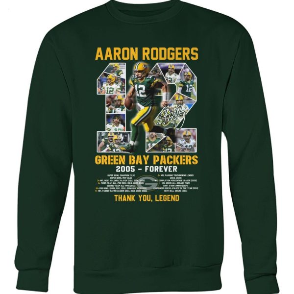 Aaron Rodgers 12 Green Bay Packers 2005 – Forever Thank You Legend T-Shirt – Limited Edition