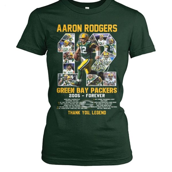 Aaron Rodgers 12 Green Bay Packers 2005 – Forever Thank You Legend T-Shirt – Limited Edition