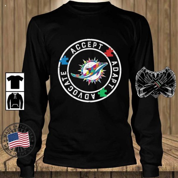 NFL Miami Dolphins Accept Adapt Advocate Autism T-Shirt