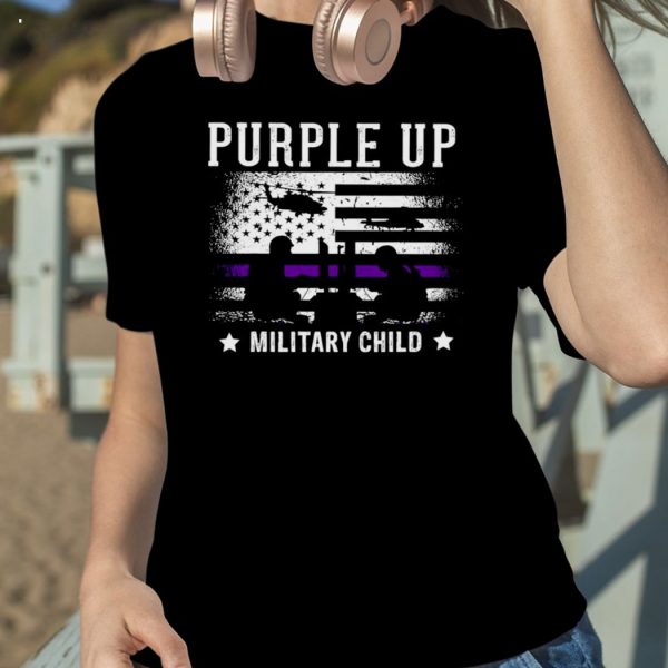 Grunge Flag Purple Up Month Military Children Usa T-Shirt