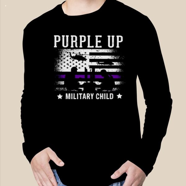 Grunge Flag Purple Up Month Military Children Usa T-Shirt