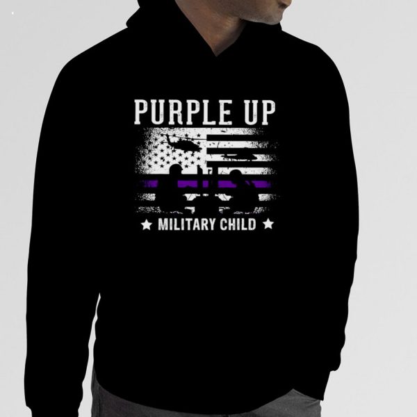 Grunge Flag Purple Up Month Military Children Usa T-Shirt