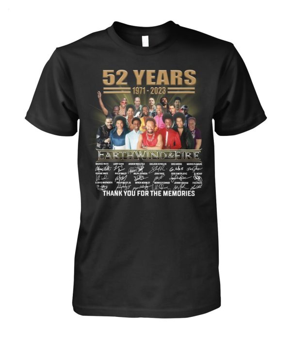 52 Years Of 1971 – 2023 Earth, Wind & Fire Thank You For The Memories T-Shirt – Limited Edition