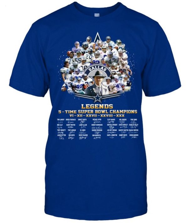 Dallas Cowboys Legends 5 – Time Super Bowl Champions T-Shirt – Limited Edition