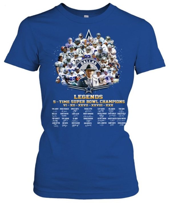 Dallas Cowboys Legends 5 – Time Super Bowl Champions T-Shirt – Limited Edition