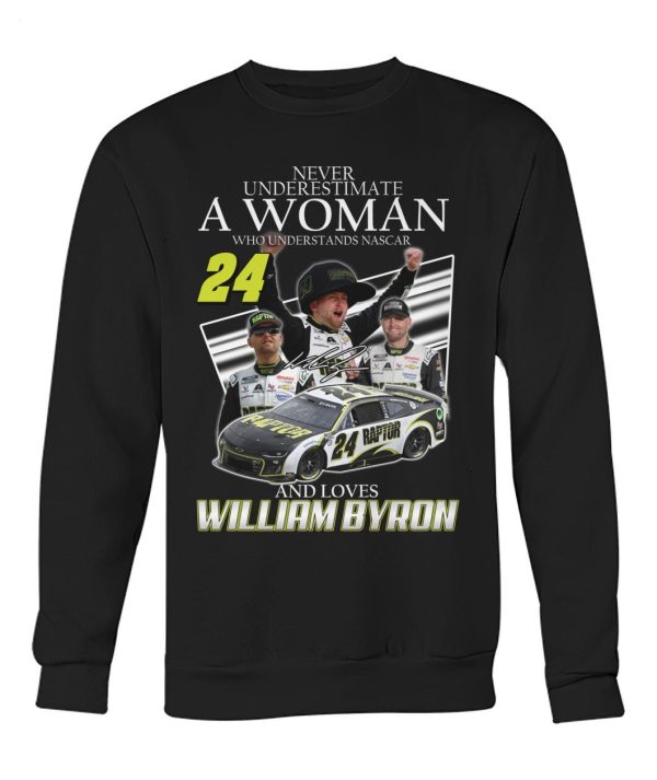 Never Underestimate A Woman Who Understands Nascar And Loves William Byron T-Shirt  – Limited Edition