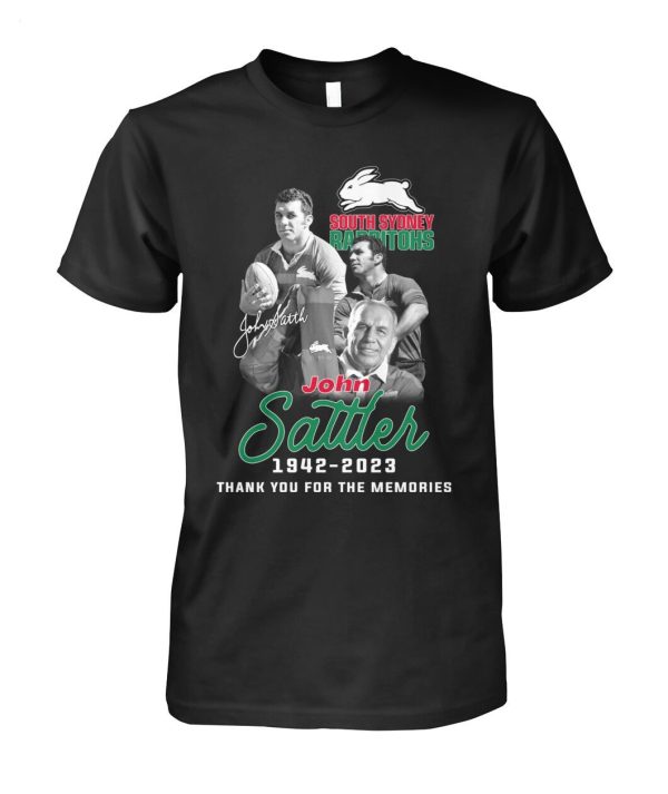 South Sydney Rabbitohs John Sattler 1942 – 2023 Thank You For The Memories T-Shirt – Limited Edition